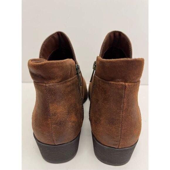 Sun + Stone‎ Ankle Boots Size 8.5 Brown Double Zip Almond Toe Cushioned NEW - Picture 5 of 8